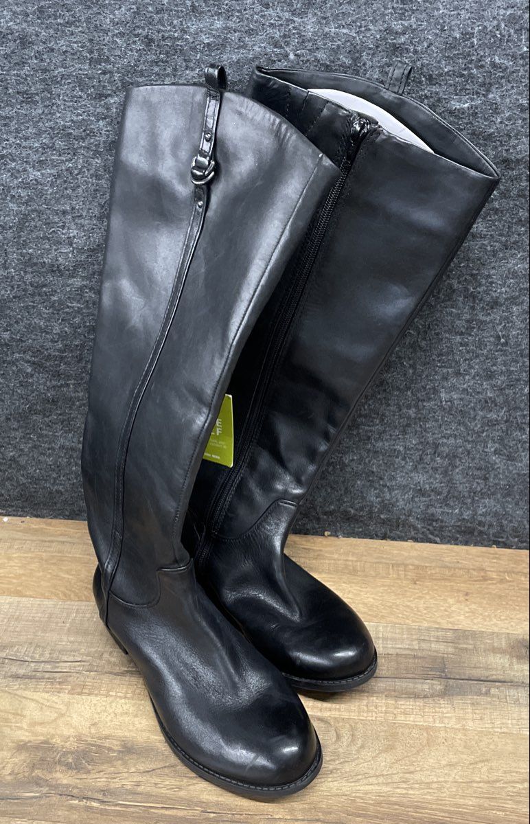 Gianni Bini Black Leather Tall Knee High Side Zip Boots Women's Size 7M NWT