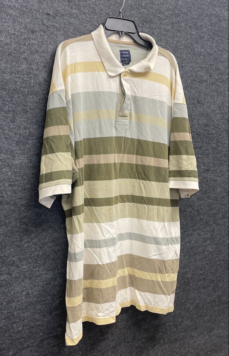 Cotton Traders Sport Men's Striped Short Sleeve Cotton Polo Shirt Multi Sz XXL