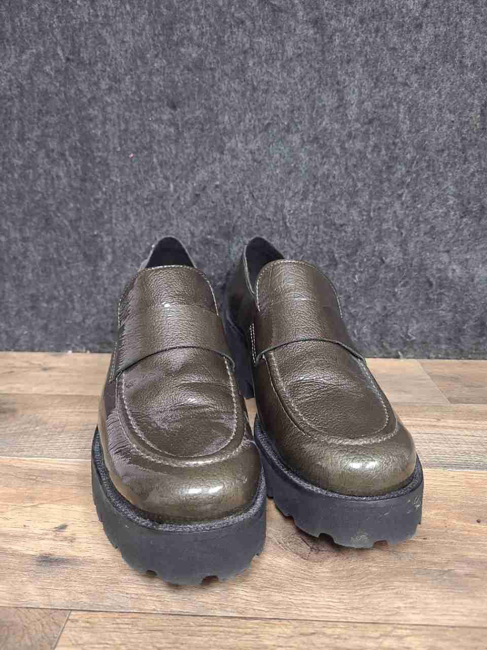 Mephisto Metallic Bronze Leather Platform Penny Loafers Women's Size 10 EUR 8.5