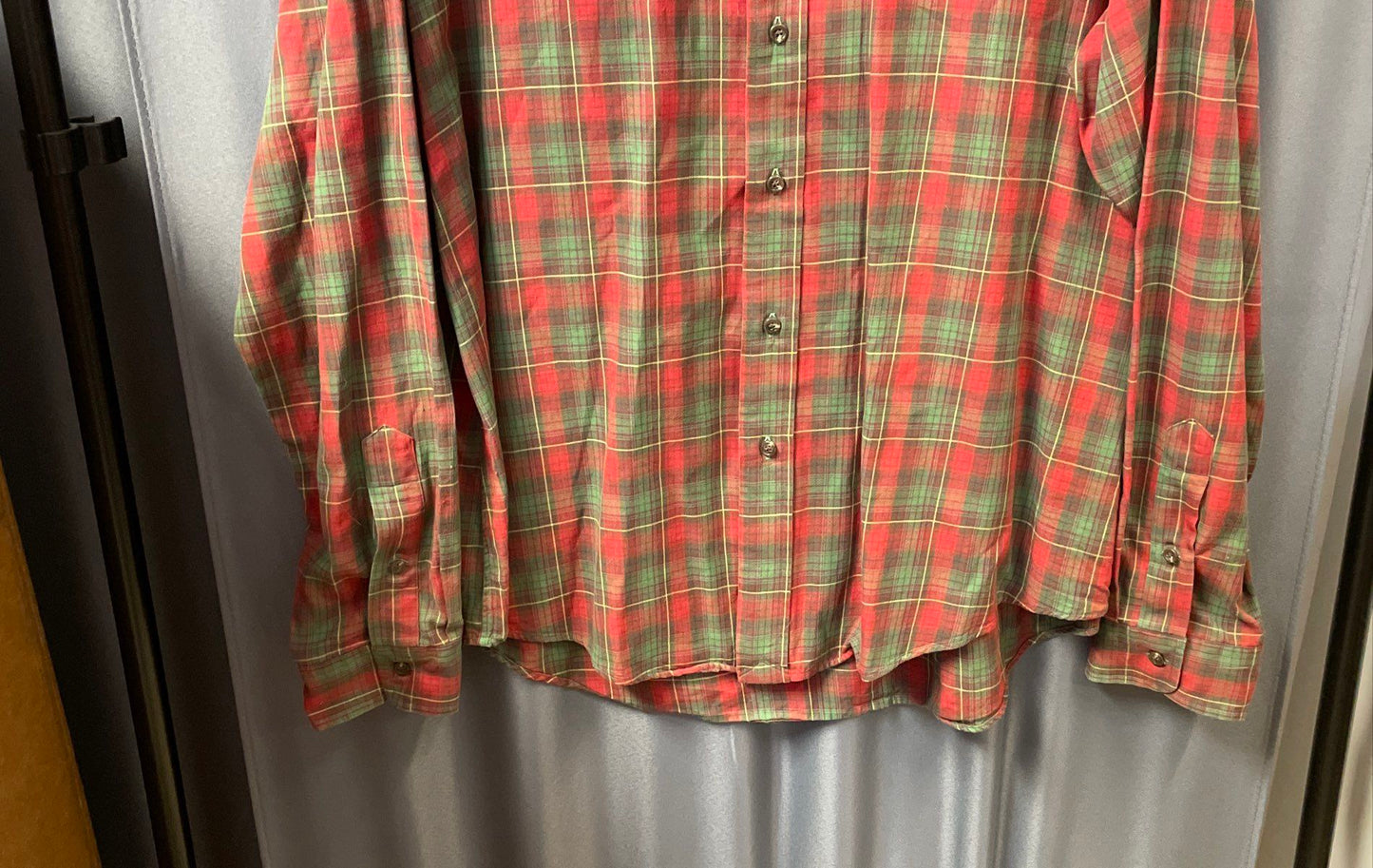 Ralph Lauren Men's Red Green Plaid Custom Fit Long Sleeve Button Down Shirt XXL