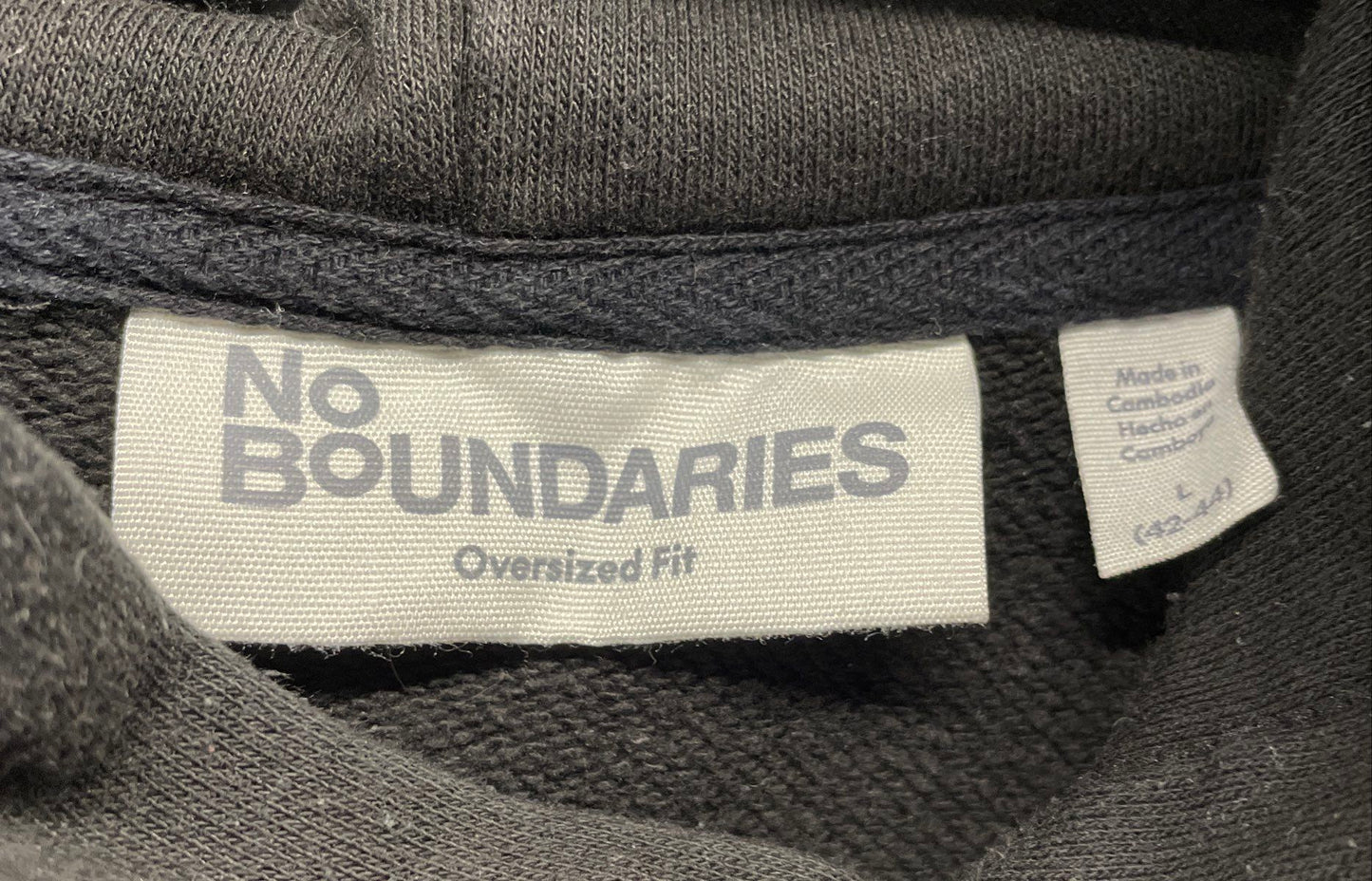 No Boundaries Men's Black Long Sleeve Oversized Fit Hoodie Size L