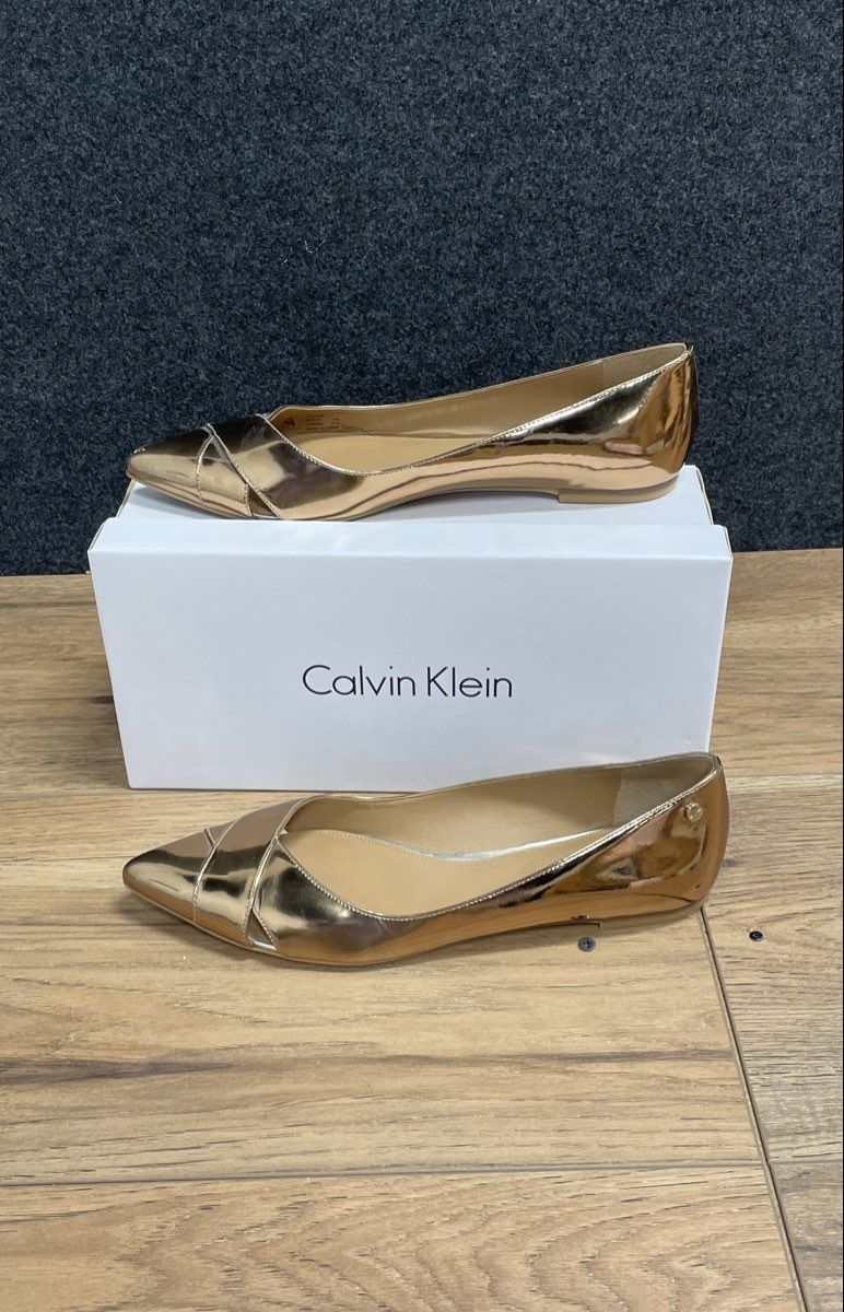 Calvin Klein Gailia Rose Gold Metallic Pointed Toe Flat Shoes Size 10M