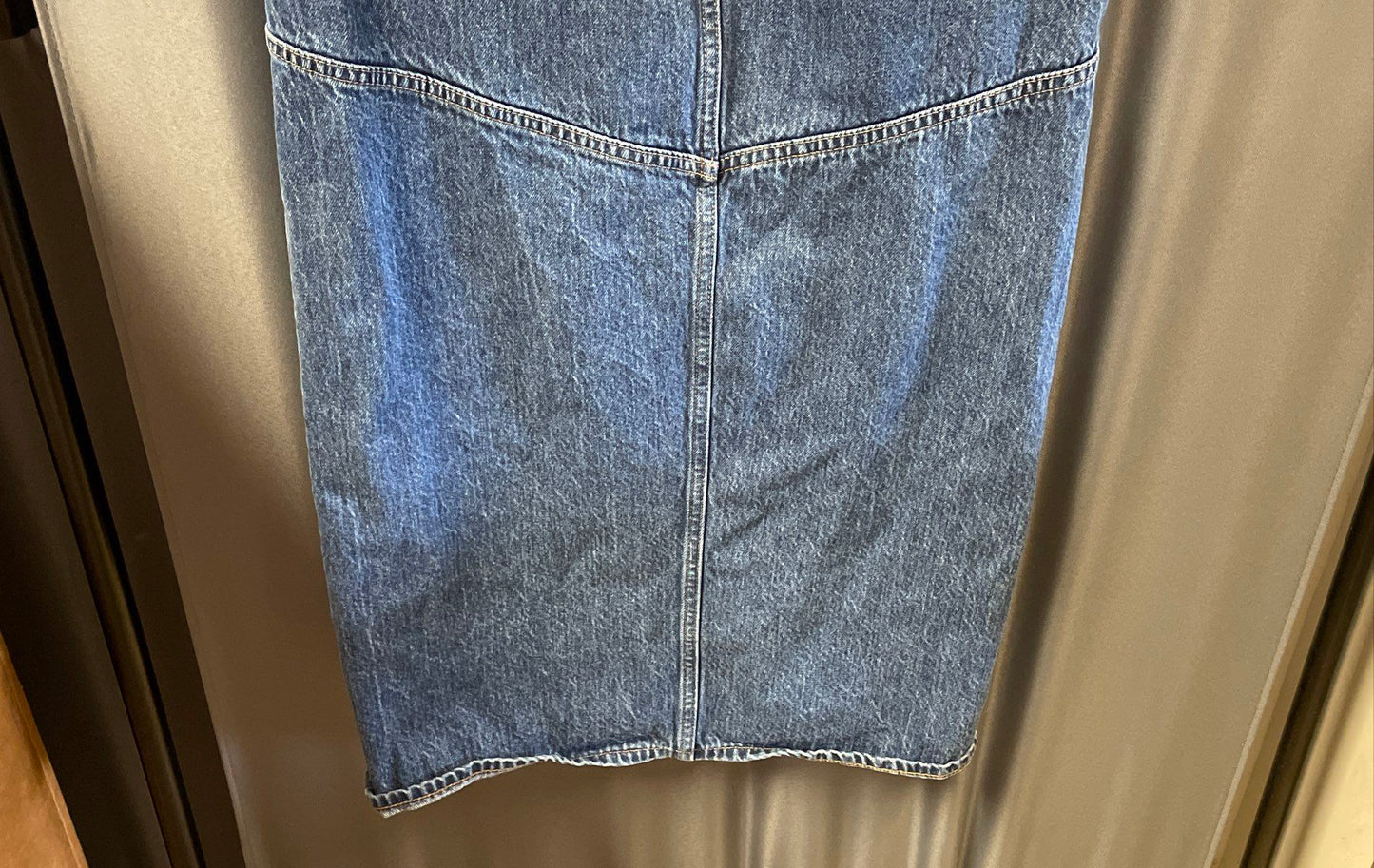 Madewell Women's Blue Denim Maxi Skirt Front Slit Paneled Size 25
