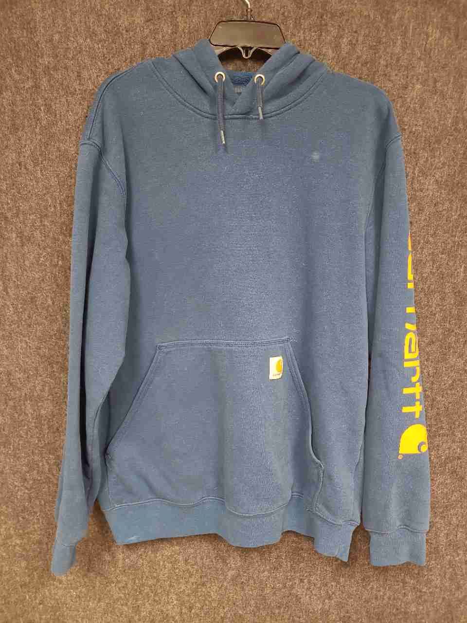 Carhartt Men's Blue K288 Logo Sleeve Original Fit Hoodie Sweatshirt Sz M