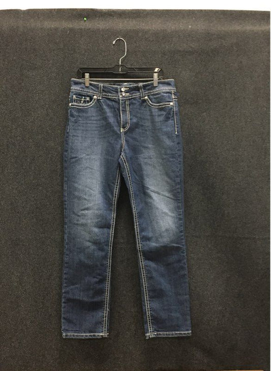 Code Bleu Women's Marielle Slim Straight Jeans Blue Embellished Pockets Sz 12/30