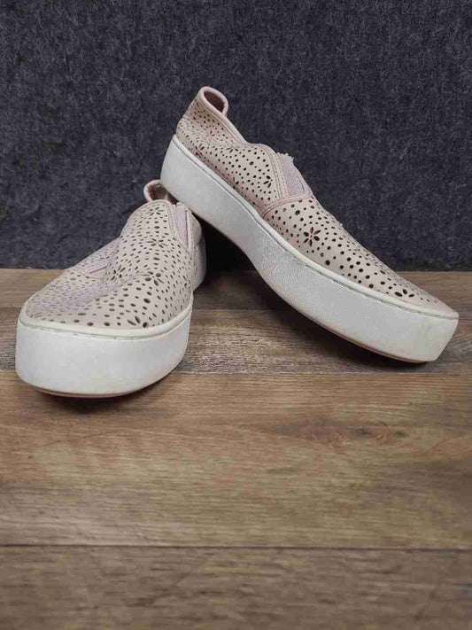 Michael Kors Keaton Soft Pink Perforated Leather Slip On Sneakers Women's Size 8