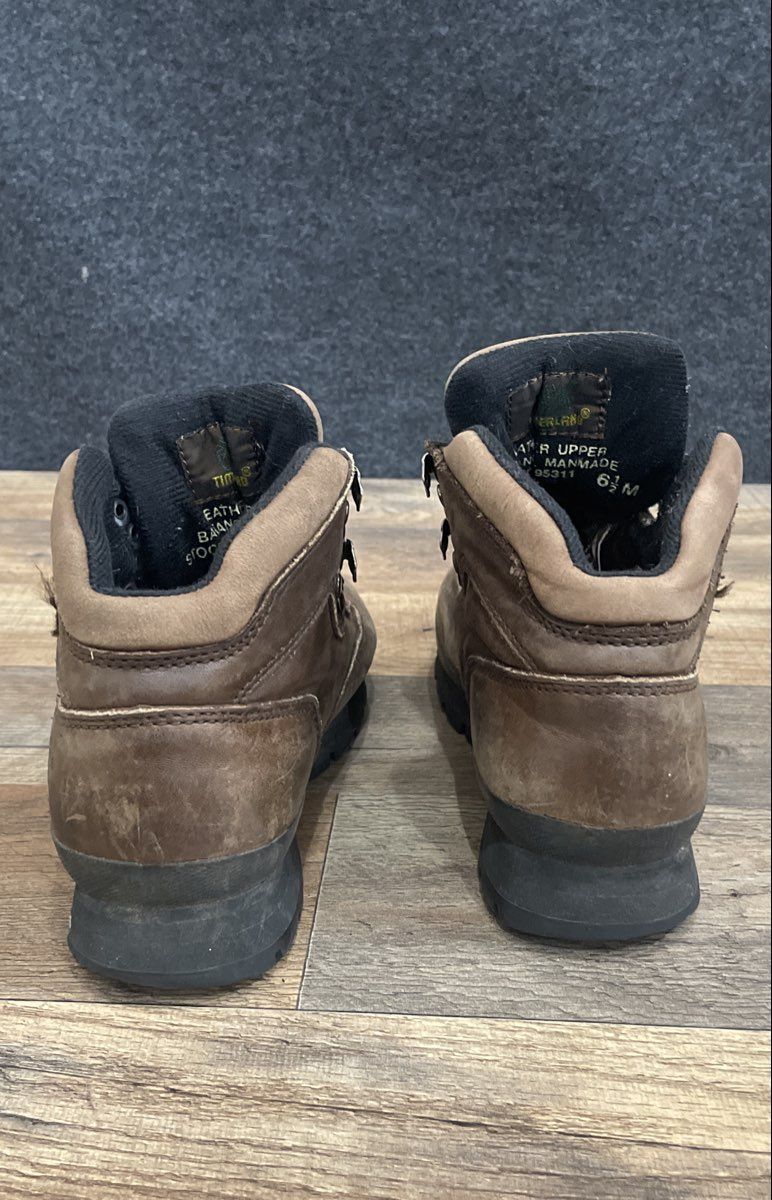 Vintage Timberland 95311 Dark Brown Leather Mid Hiking Boots Women's Size 6.5 M