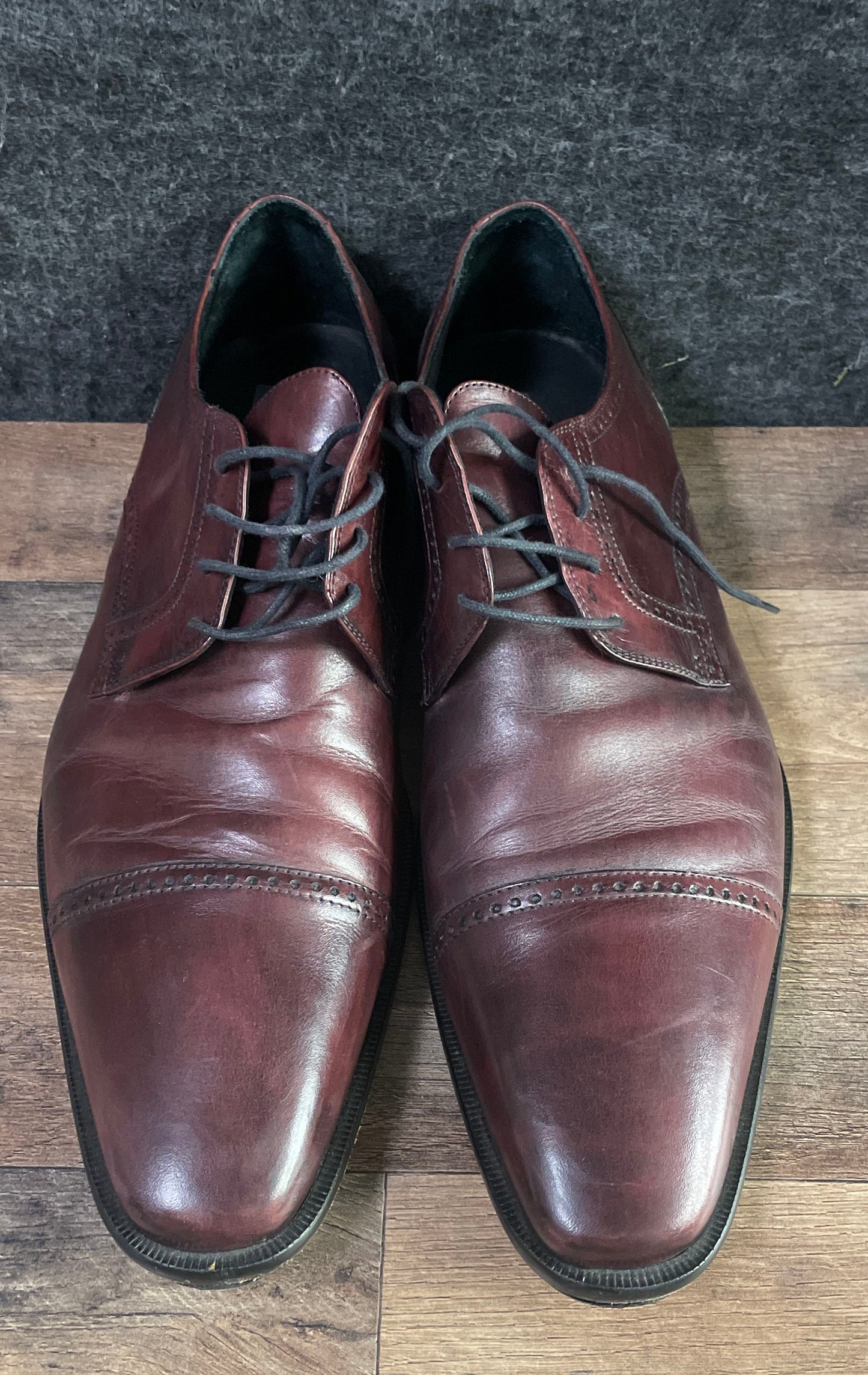 Broletto Dark Brown Leather Cap Toe Brogue Derby Dress Shoes Size 12 M