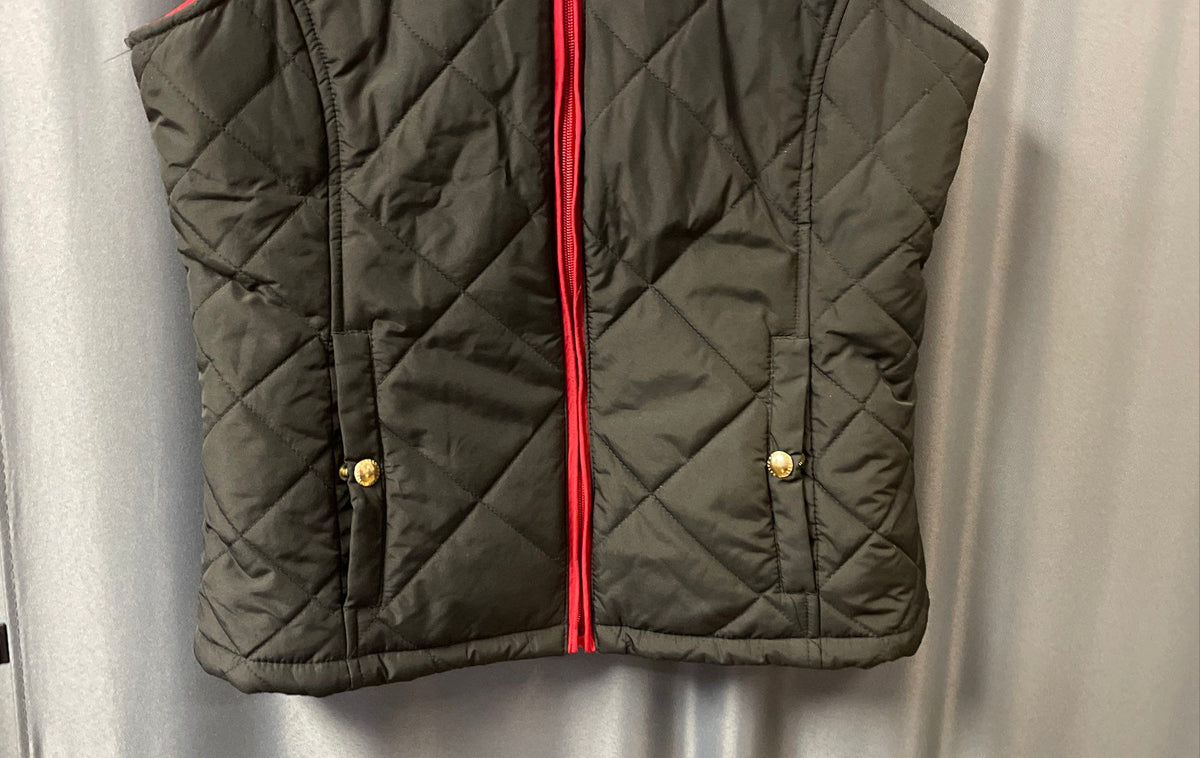 Lauren Ralph Lauren Women's Black Red Quilted Puffer Vest Full Zip Sz S