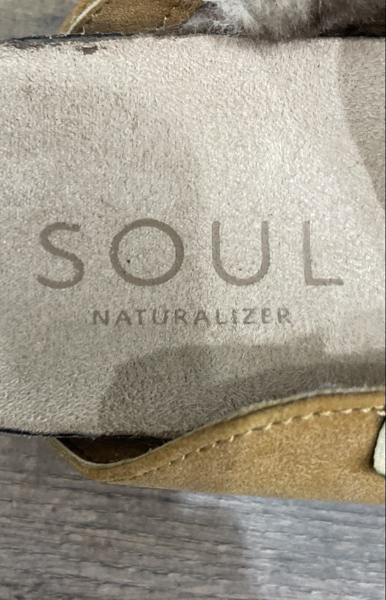 Soul Naturalizer Mustard Yellow Faux Fur Cork Mule Slippers Size 6.5