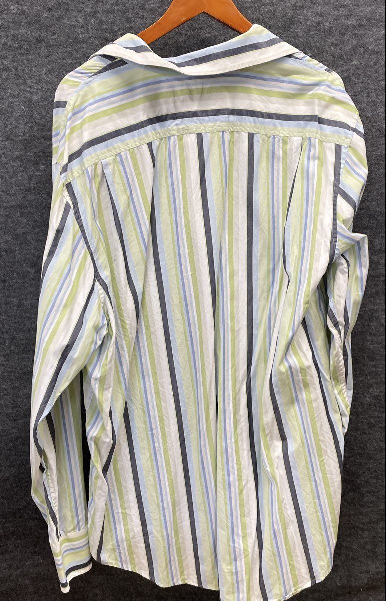 Timberland Men's Long Sleeve Button Up Shirt Blue Green Striped Relaxed Fit XXL