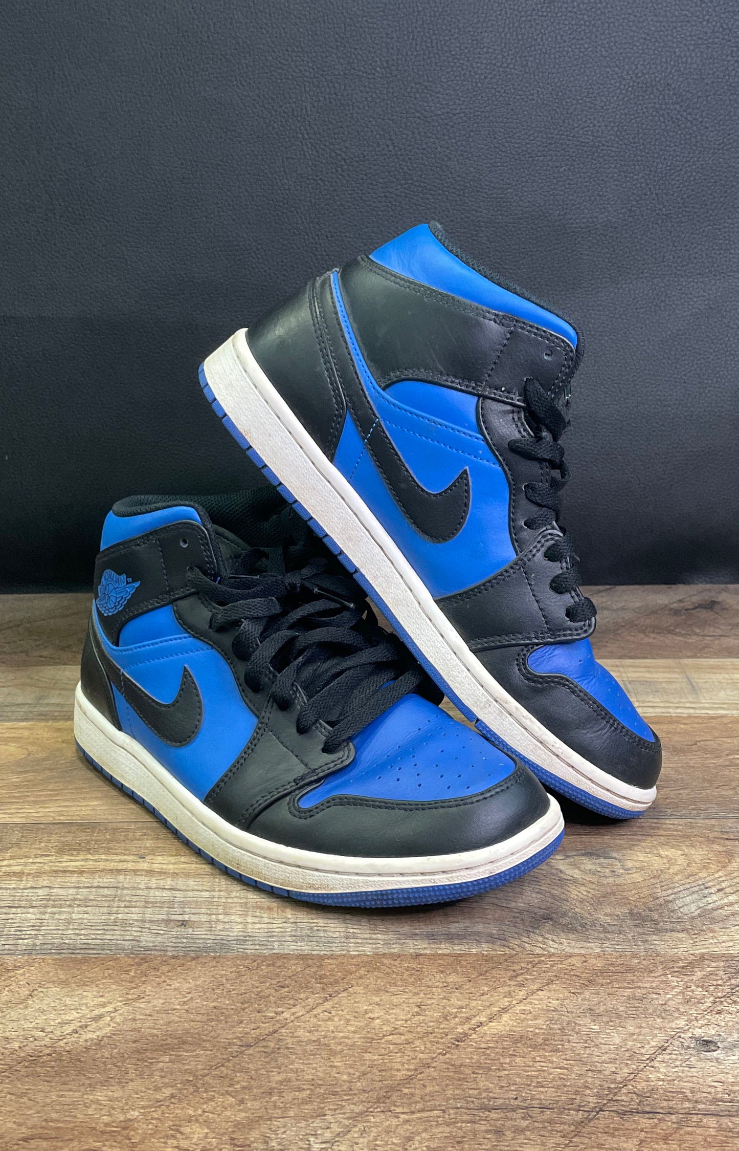 Nike Air Jordan 1 Mid Hyper Royal Black Sneakers Size 8