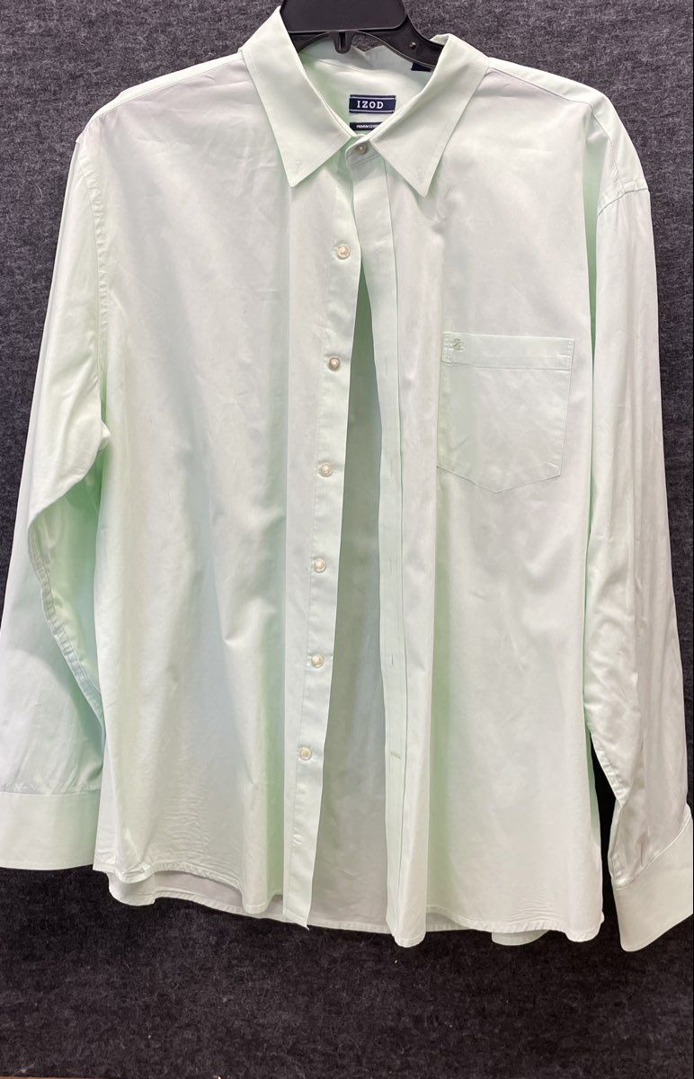 Izod Men's Lot of 2 Button Down Shirts Mint Green Blue Plaid Size XXL