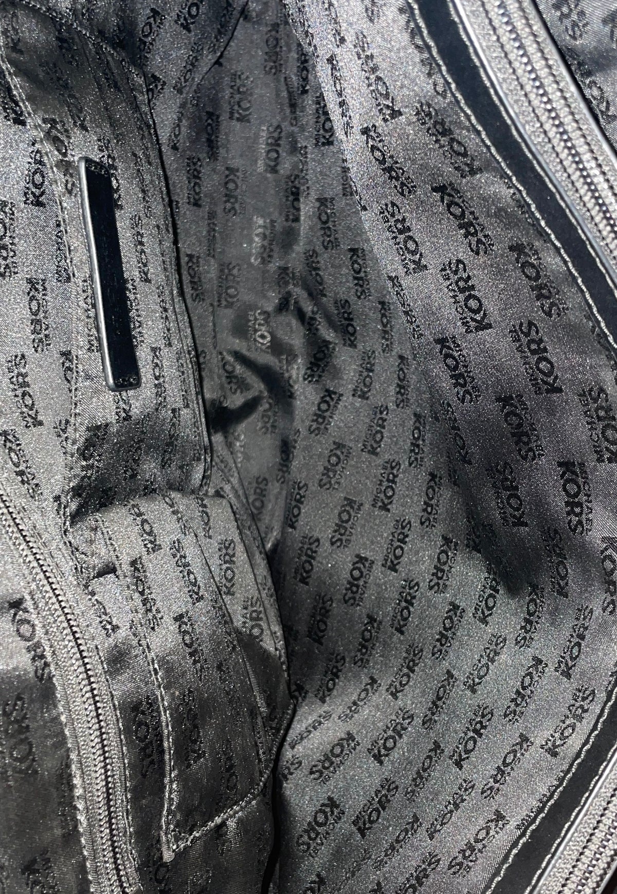 Michael Kors Black Monogram Signature Logo Tote Bag Large Silver Hardware