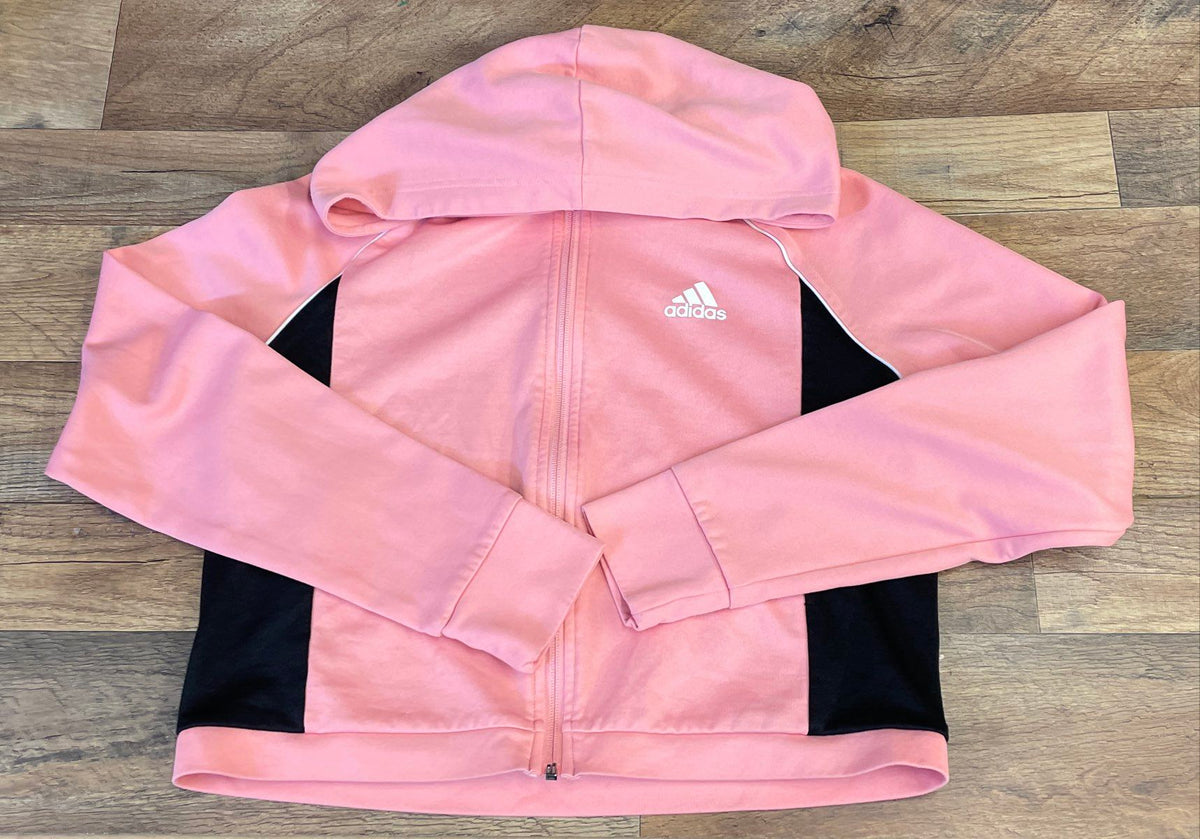 Adidas Women's Pink Full Zip Hoodie Jacket Black Colorblock Sz S