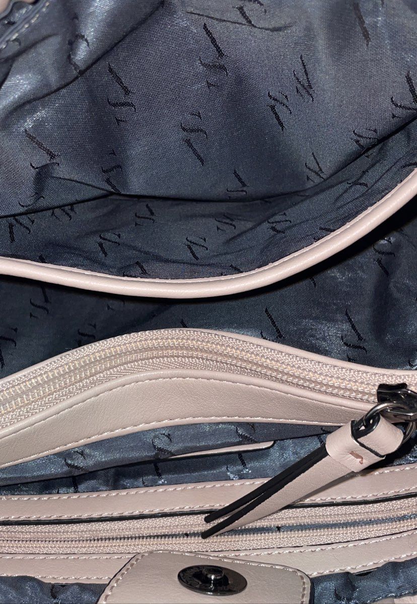 Simply Vera Vera Wang Cream Ruched Shoulder Bag Gunmetal Chain Detail