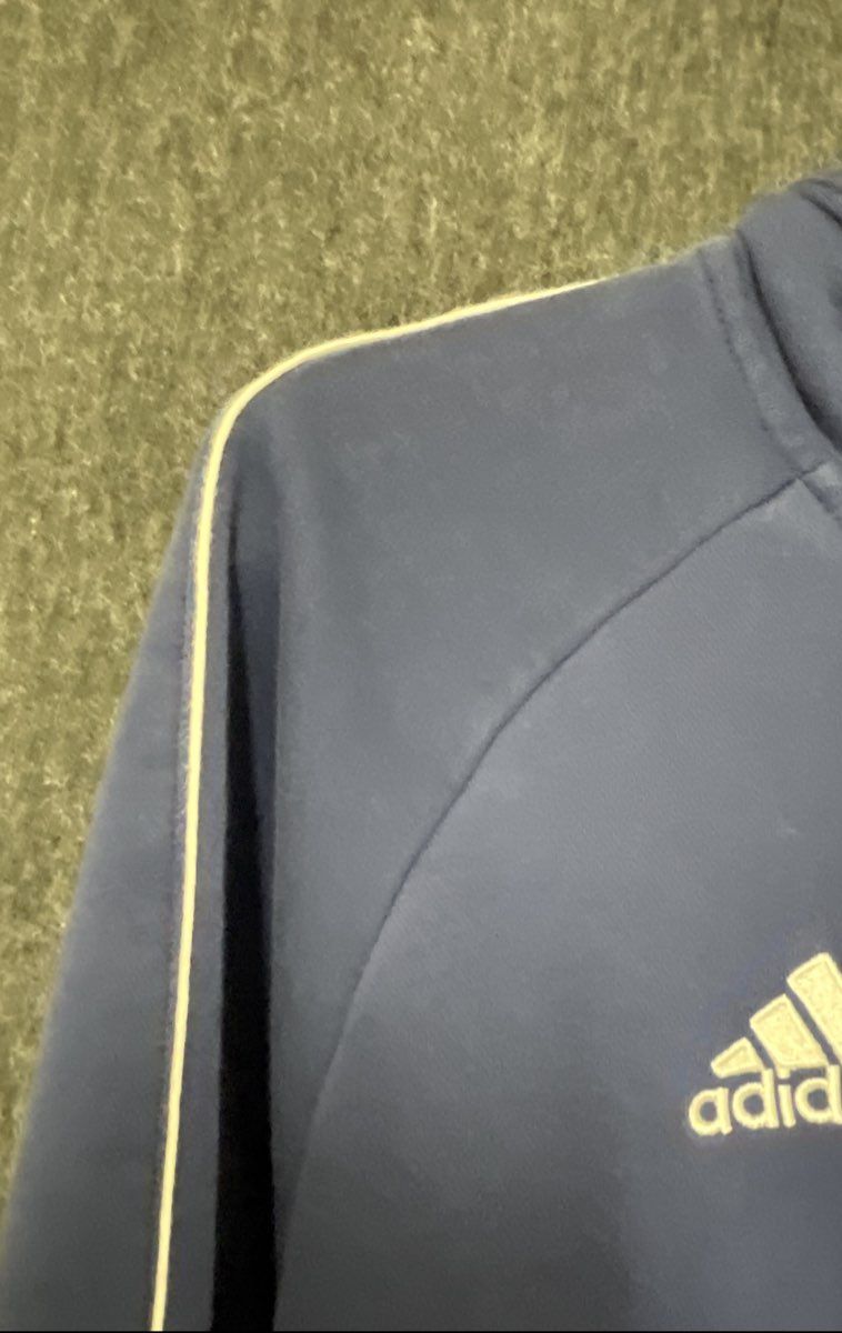 Adidas Men's Navy Blue Pullover Hoodie White Piping Logo Raglan Size M
