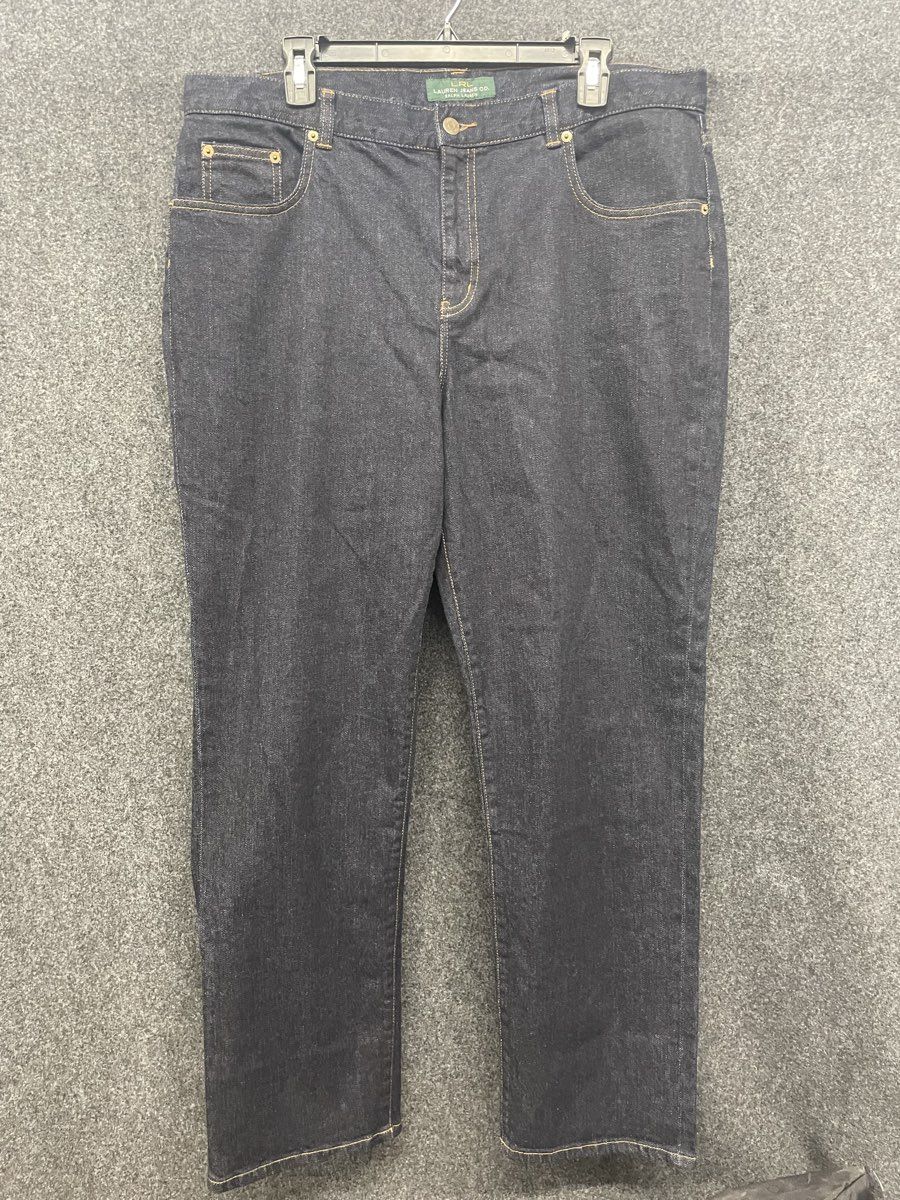 Lauren Ralph Lauren Women's Dark Wash Straight Leg Denim Jeans Sz 16W