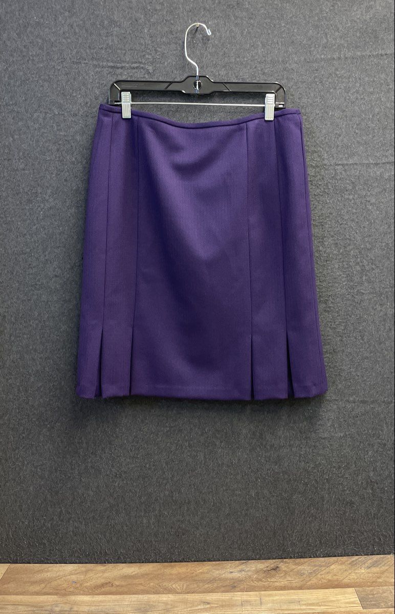 Ann Taylor Women's Purple Pleated Wool Blend Career Pencil Skirt Size 14