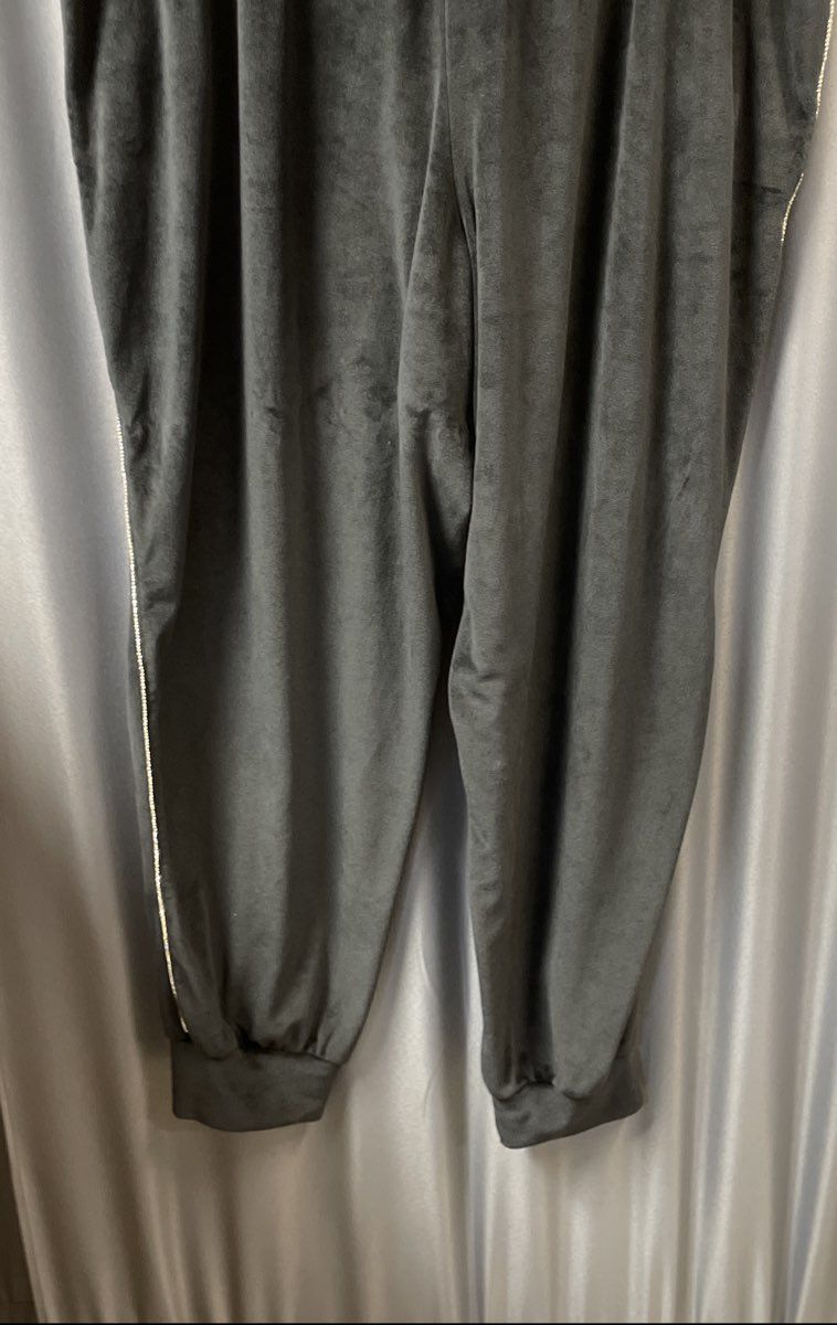 Victoria's Secret Women's Black Velour Rhinestone Stripe Jogger Pants XXL