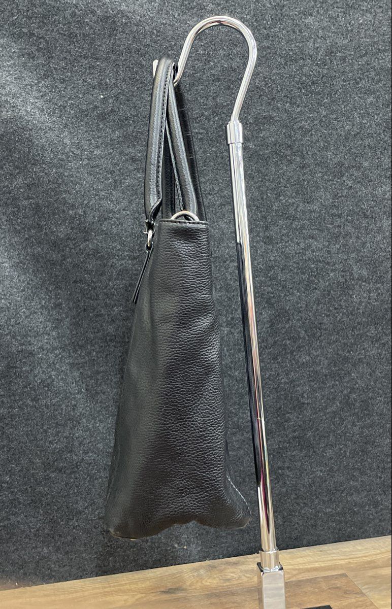 Tignanello Black Pebbled Leather Tote Bag Large Silver Hardware