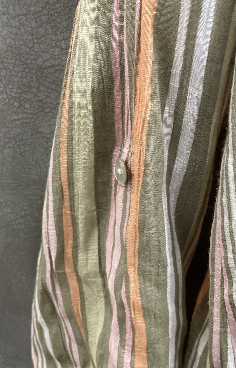 Ruby Rd. Women's Multicolor Striped Roll Tab Long Sleeve Button Up Blouse Size L