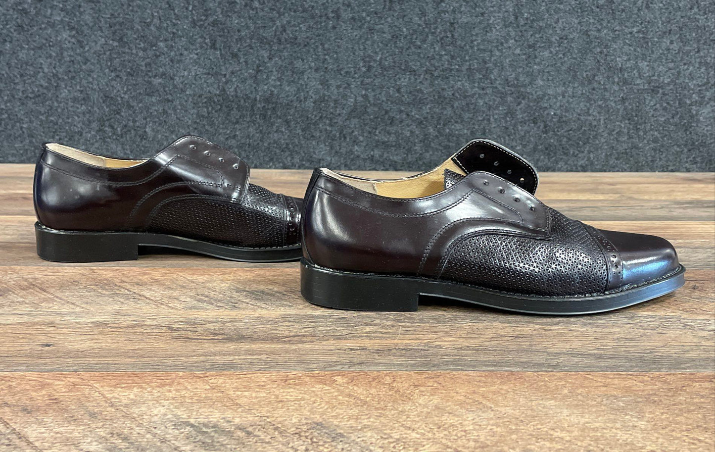 Tapi Burgundy Leather Cap Toe Derby Dress Shoes Men's Size EU 42