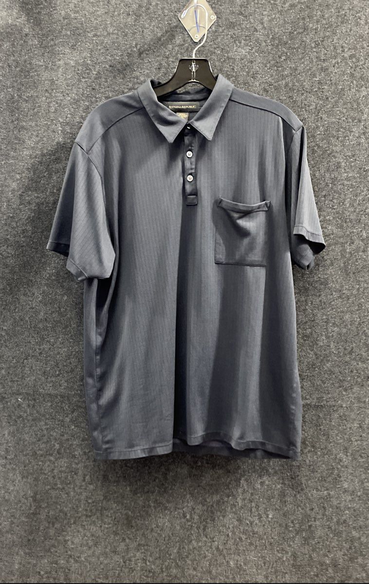 Banana Republic Men's Short Sleeve Polo Lot of 2 Blue Pineapple Pique Sz L
