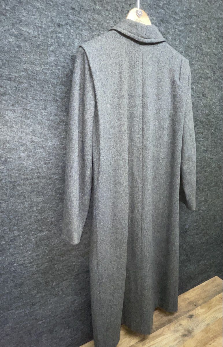 J. Hilary Women's Vintage 90s Gray Long Overcoat Notched Lapel M