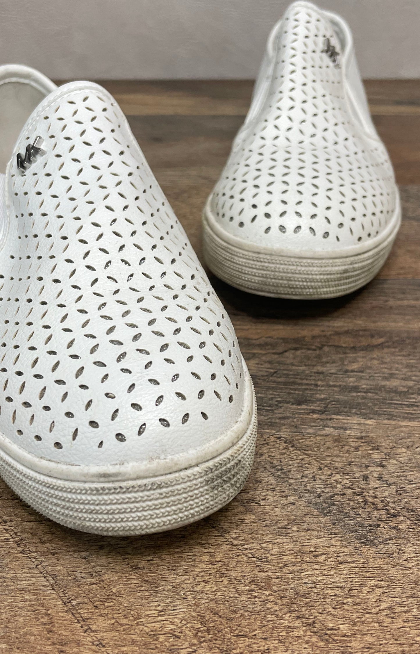 Michael Kors Eithne White Perforated Slip-On Sneakers Size 4