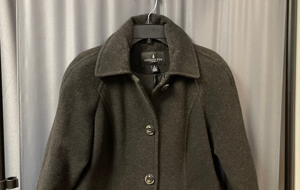London Fog Women's Wool Blend Button Front Coat Gray Sz S