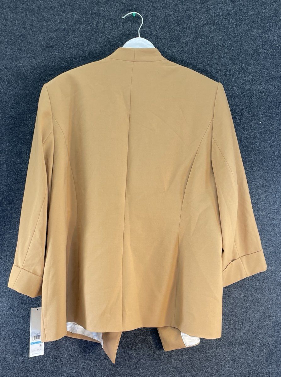Calvin Klein Women's Camel Open Front Blazer Cuffed Sleeve Lined NWT Sz 20W