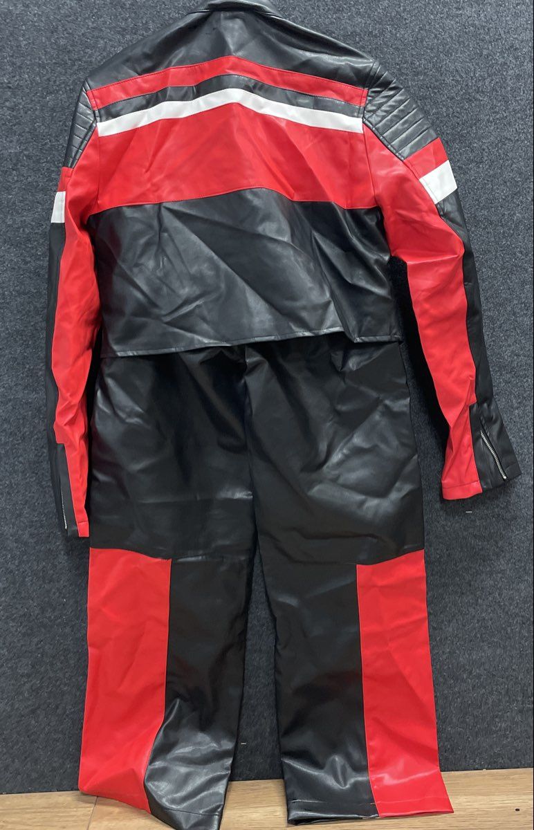 Fashion Nova Women's Going Fast Racer Faux Leather Pant Set Red Black Sz M