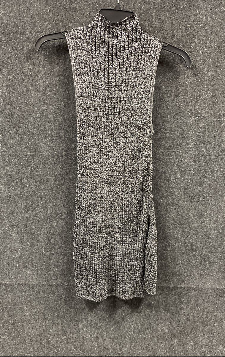 Jones New York Women's Black Silver Metallic Ribbed Mock Neck Dress Sz S