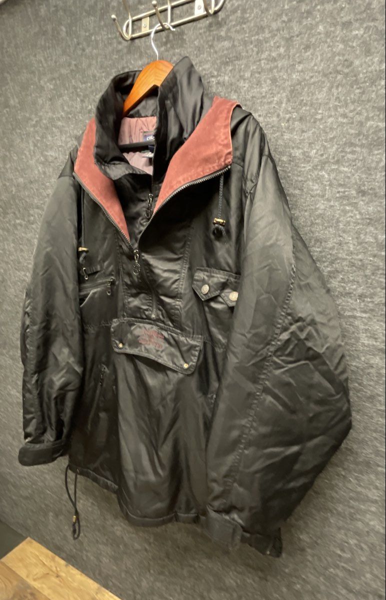 Vintage 90s Coleman Men's Black Anorak Half Zip Hooded Pullover Jacket