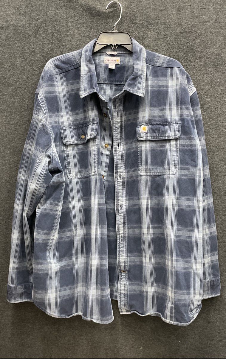 Carhartt Men's Blue Gray Plaid Original Fit Cotton Flannel Shirt Sz 3XL