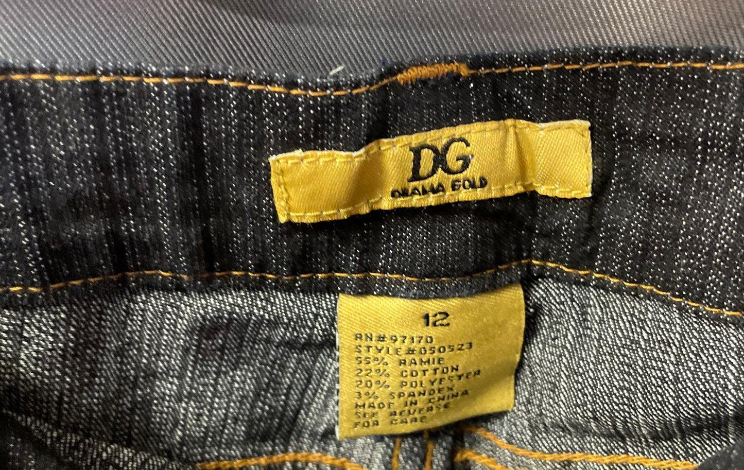 Drama Gold Women's Blue Sparkle Glitter Dark Wash Cuffed Jeans Size 12