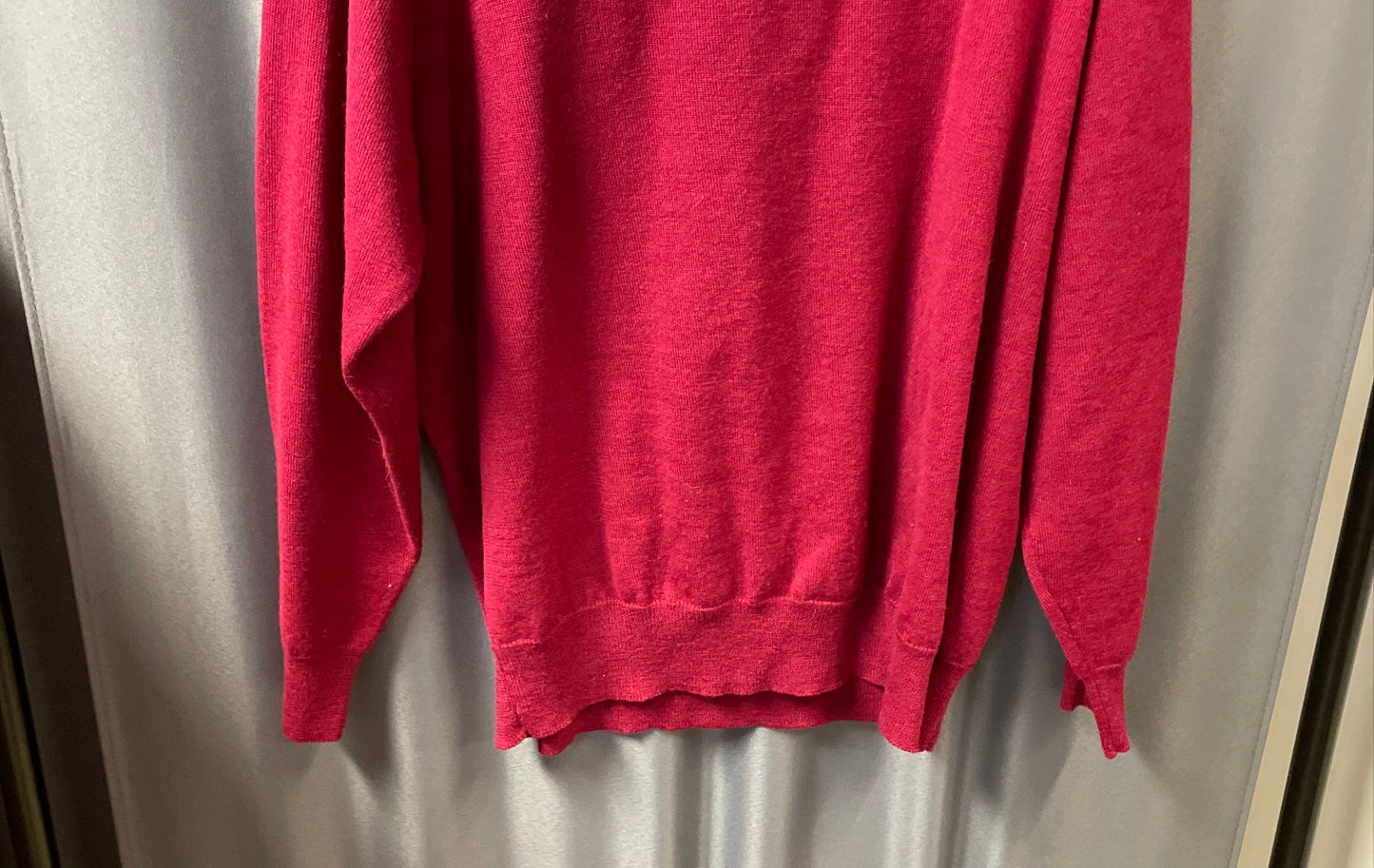 Vintage 90s Bleyle Women's Burgundy Merino Wool Mock Neck Back Zip Sweater XL