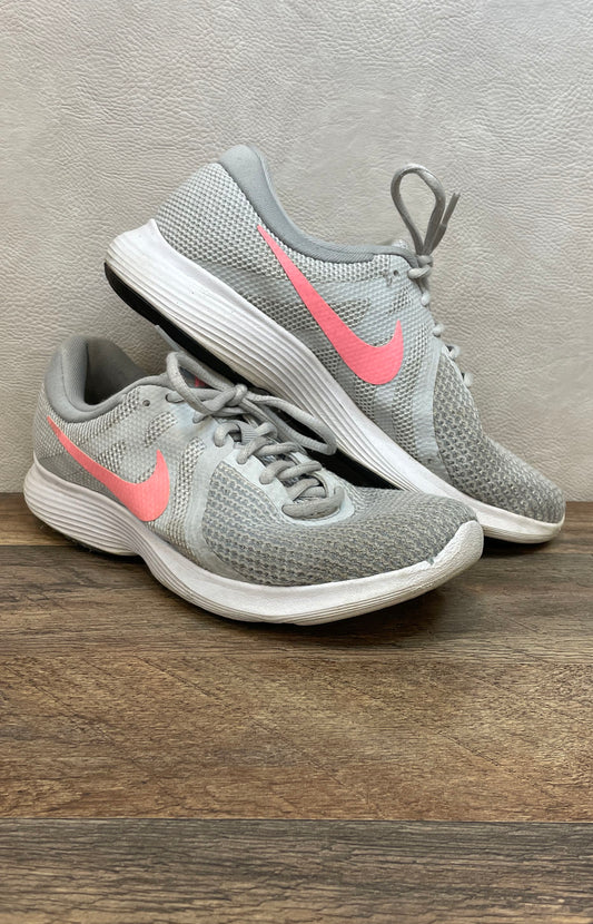 Nike Revolution 4 Wolf Grey Sunset Pulse Women's Running Shoes Size 8.5