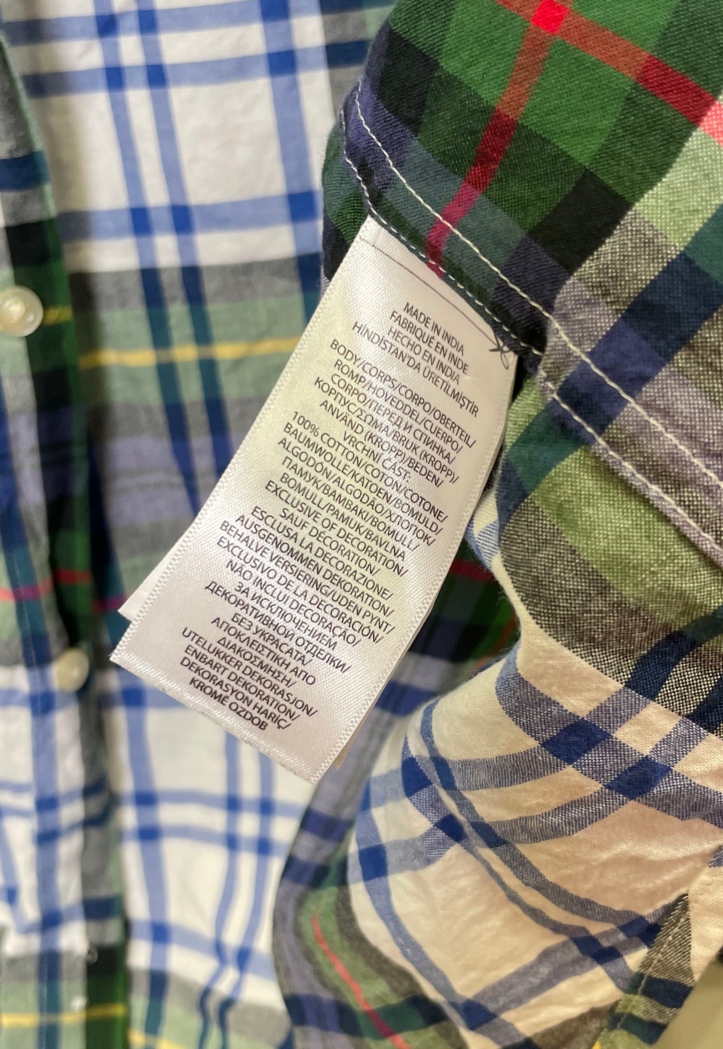 Ralph Lauren Boys Green Blue Plaid LS Button Down Shirt Pony Logo Sz XL 18-20