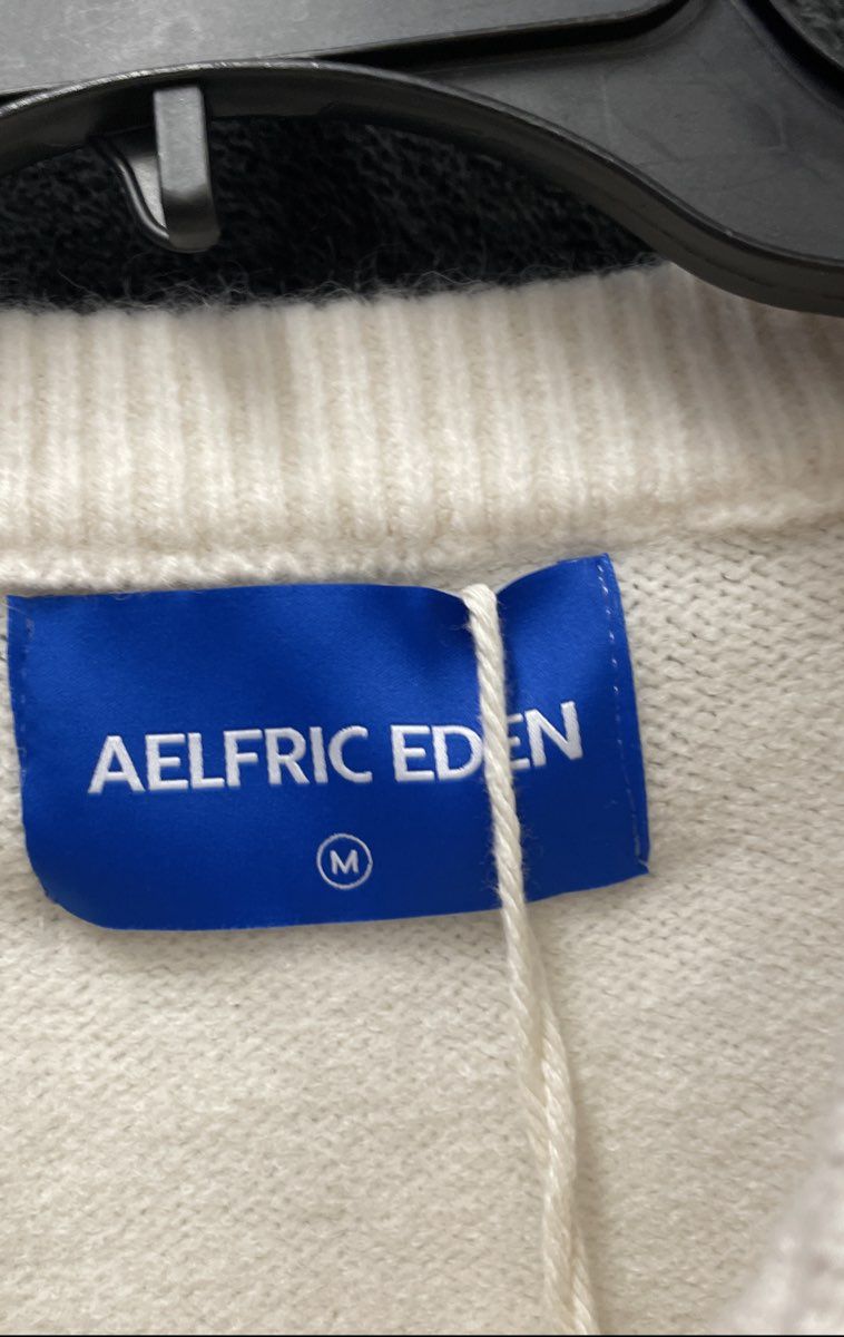 Aelfric Eden Men's Cream Cable Knit Oversized Crewneck Sweater Size M NWT