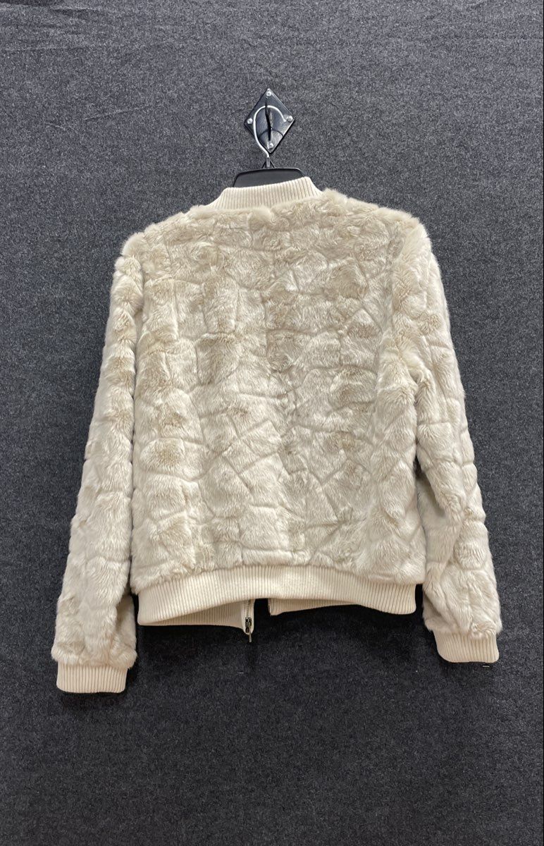 Juicy Faux Fur Zip Up Bomber Jacket Natural Cream NWT Sz XL