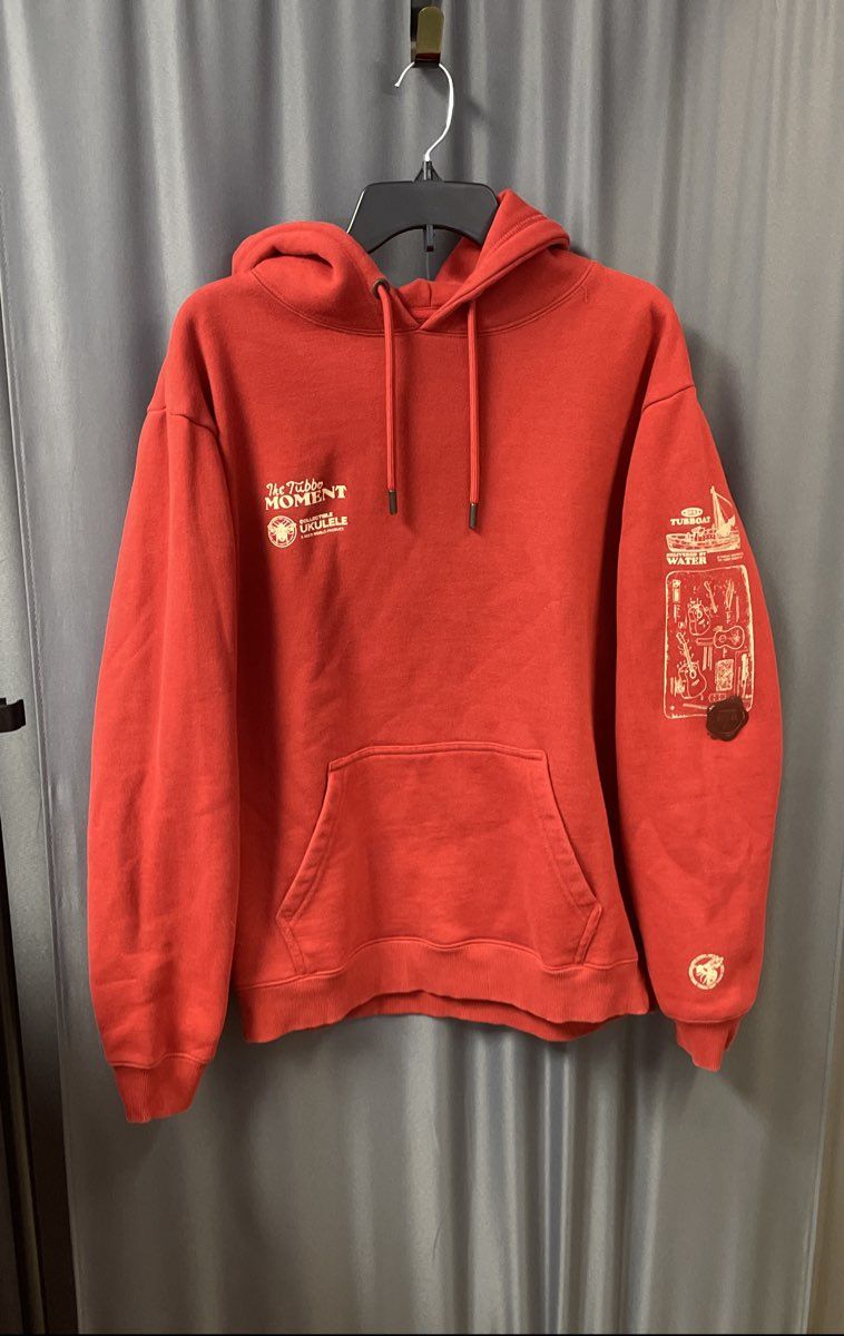 The Tubbo Moment Men's Red Ukulele Blueprint Limited Edition Hoodie Sz L