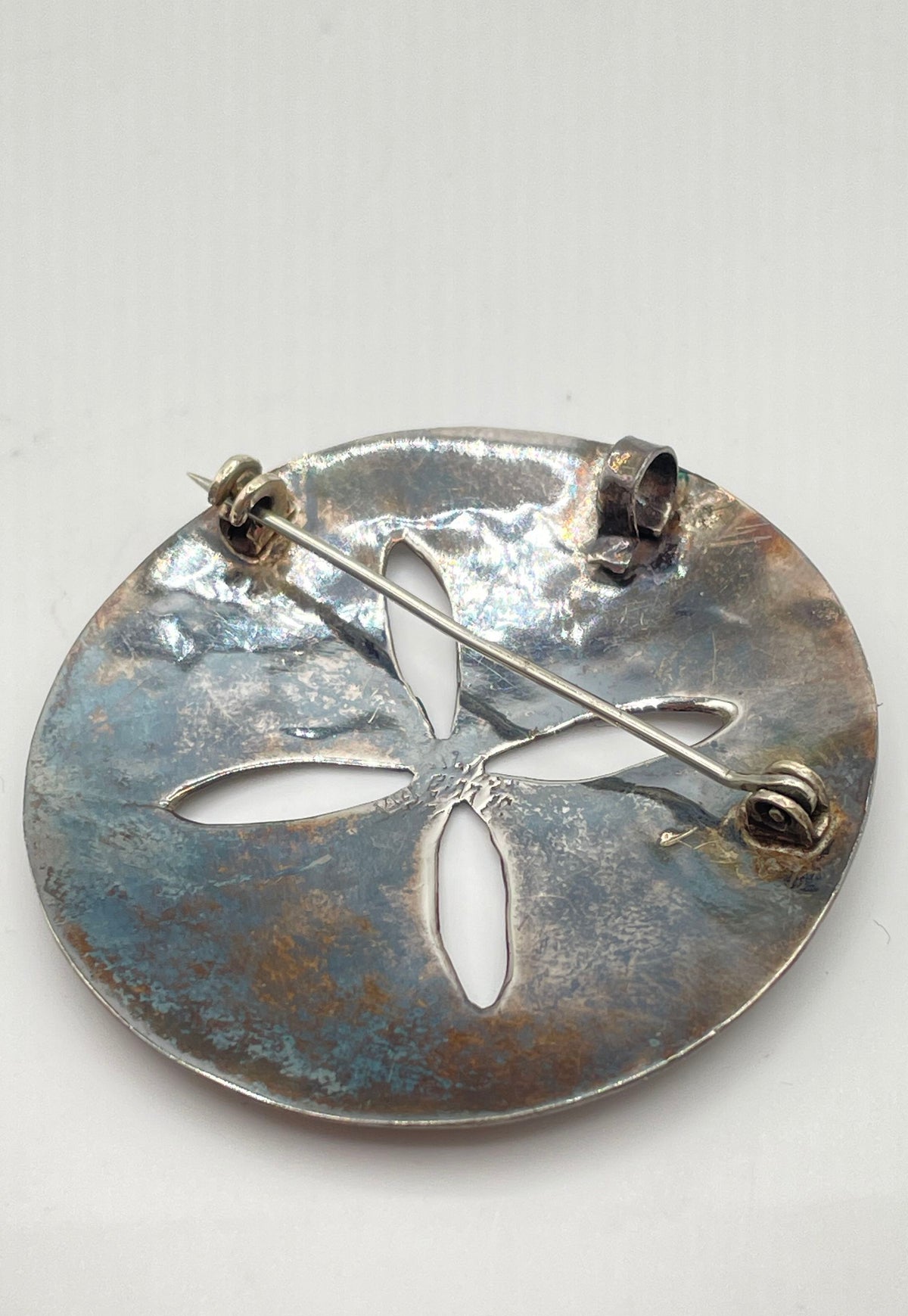 925 Sterling Silver Abalone Taxco Mexico Pendant Brooch W/ Mixed Metal Back 7.5g