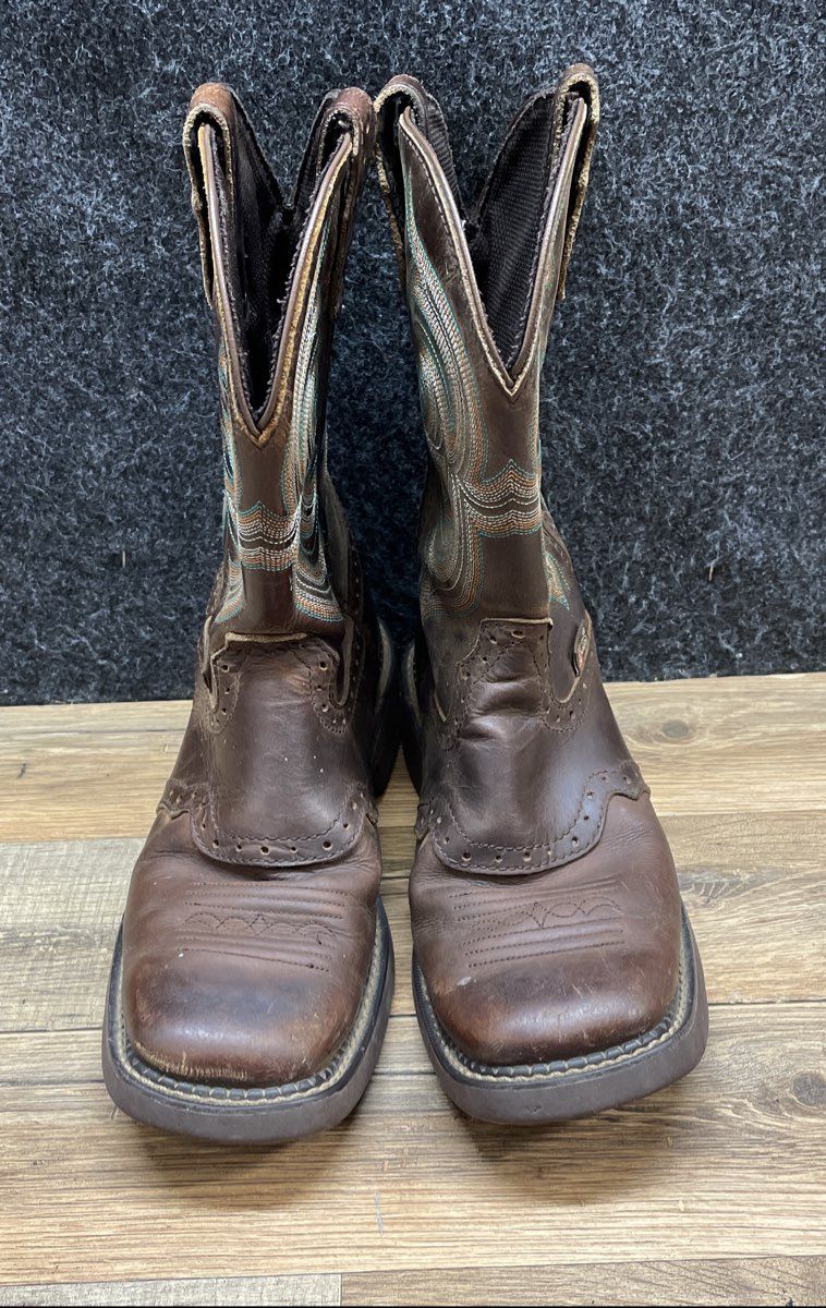Justin Gypsy L9984 Brown Leather Square Toe Western Boots Size 8 B