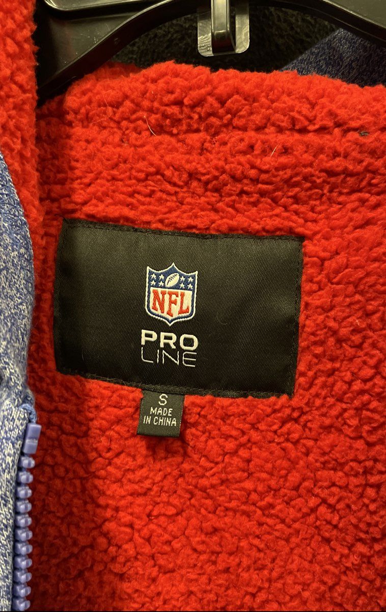 NFL Pro Line Men's New York Giants Full Zip Hoodie Sherpa Lined Blue Marl Sz S