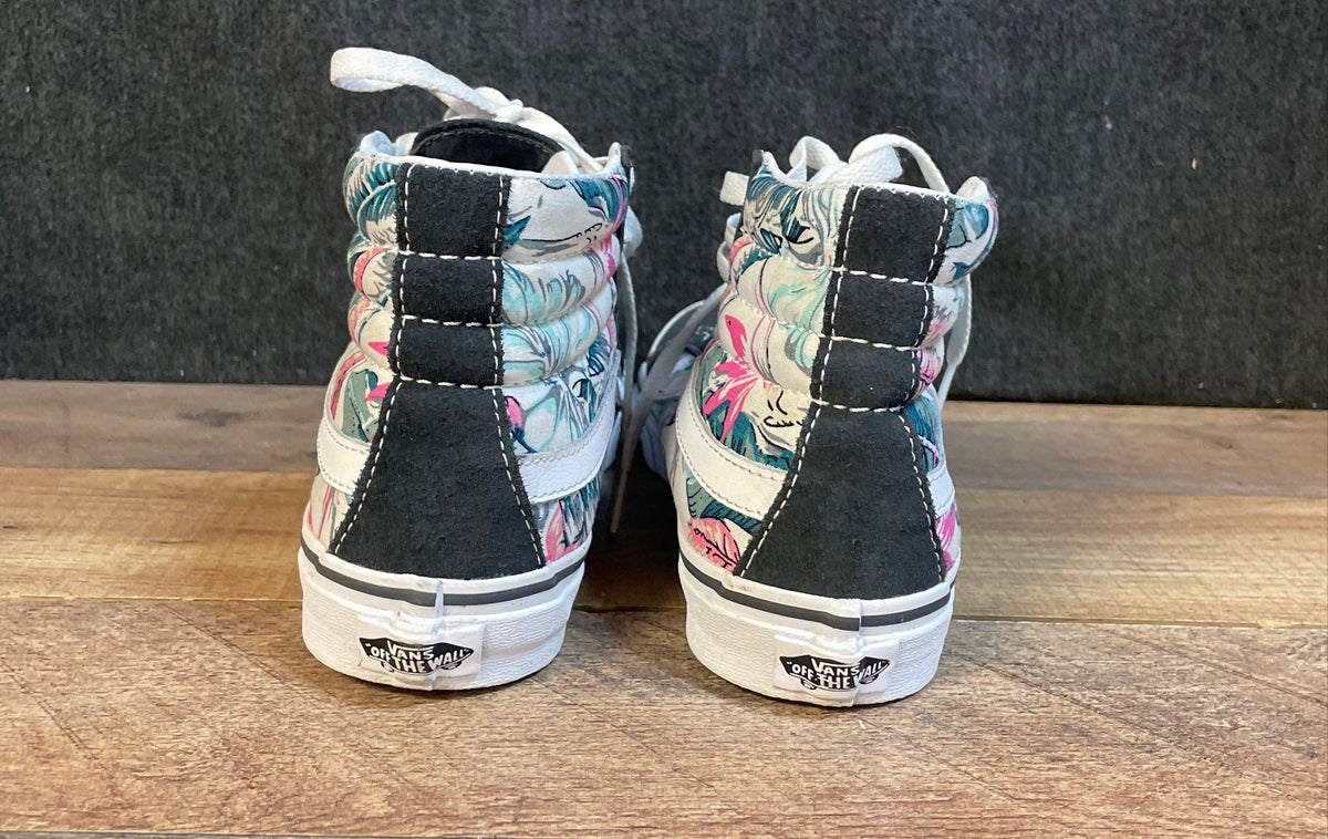 Vans Sk8-Hi Black Floral Palm Print High Top Sneakers Size Men 7 Women 8.5
