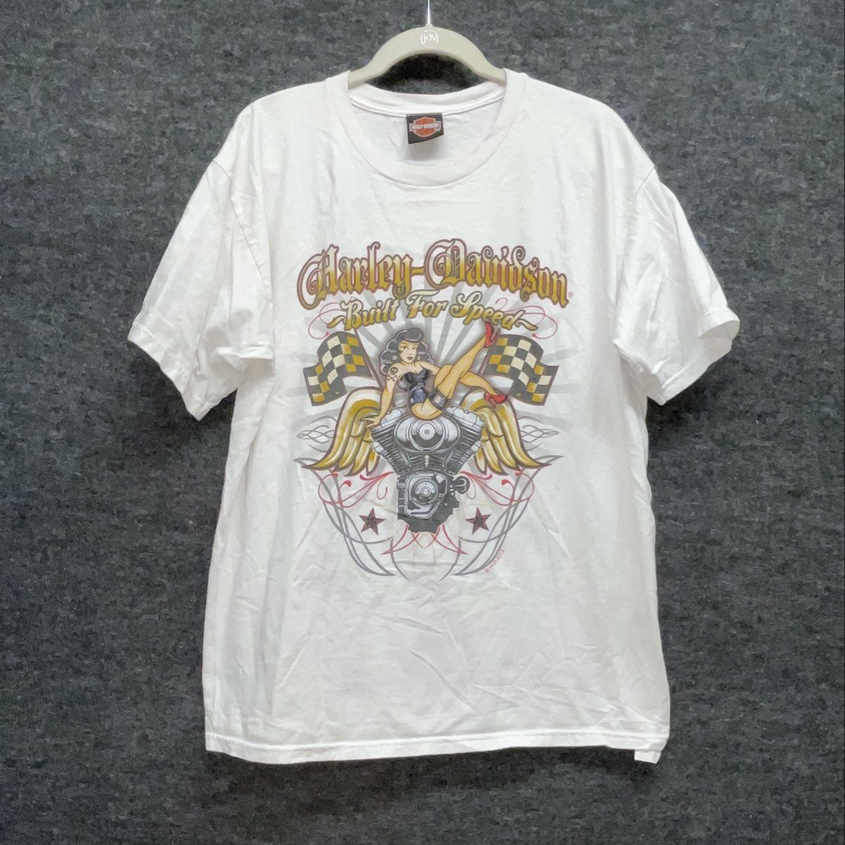 Harley-Davidson Built For Speed Pinup Graphic Tokyo Japan T-Shirt 2012 Sz L