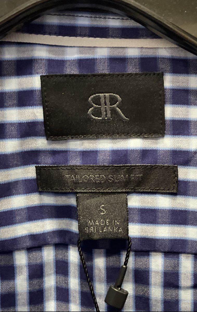 Banana Republic Men's Leggiuno Blue White Gingham Tailored Slim Fit Shirt Sz S