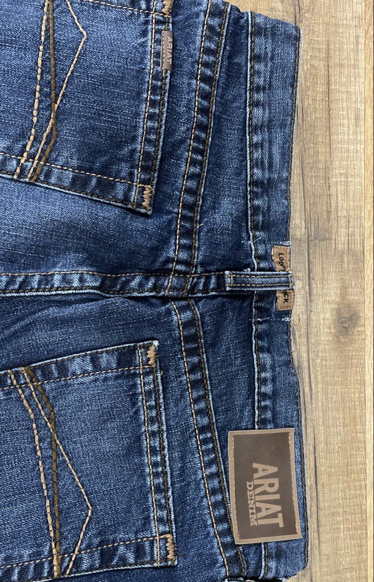 Ariat Men's M5 Straight Fit Straight Leg Dark Wash Blue Denim Jeans Sz 35x30